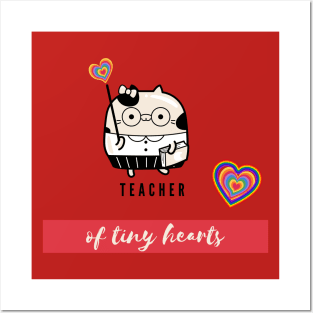 Teacher Of Tiny Hearts - Cute cat Posters and Art